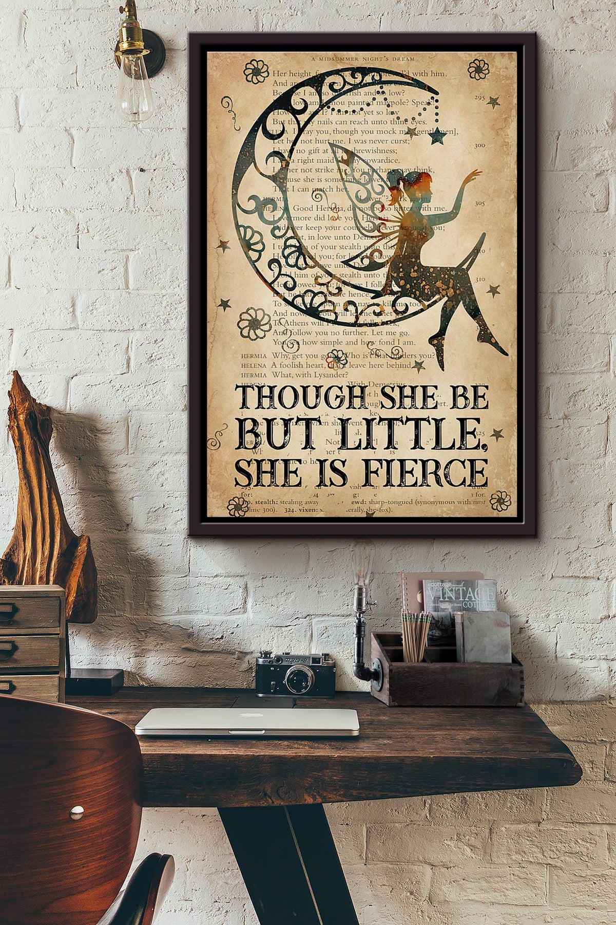 Fairy Though She Be But Luttle She Is Fierce Dictionary Poster Framed Matte Canvas