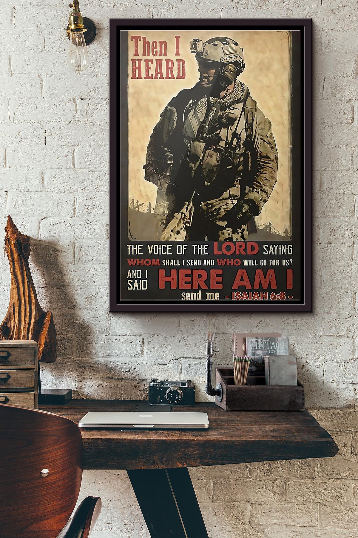 Veteran Then I Heard Here Am I Poster Framed Matte Canvas