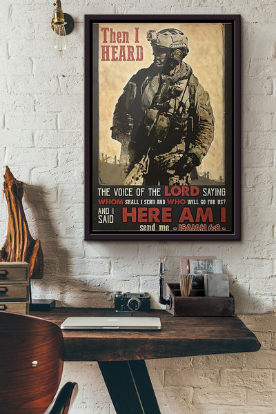 Veteran Then I Heard Here Am I Poster Framed Matte Canvas
