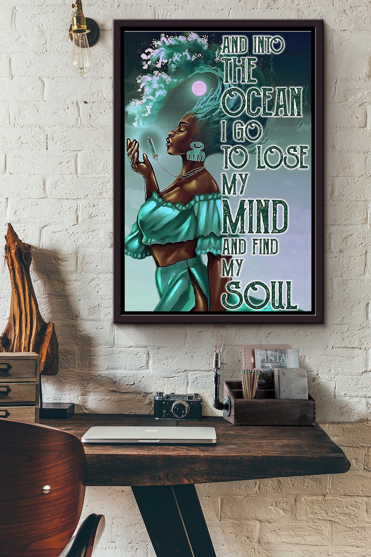 Black Queen Into The Ocean I Go To Lose My Mind Poster Framed Matte Canvas