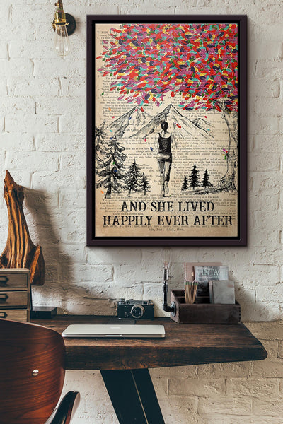 Running And She Lived Happily Ever After Poster Framed Matte Canvas