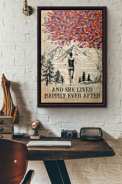 Running And She Lived Happily Ever After Poster Framed Matte Canvas