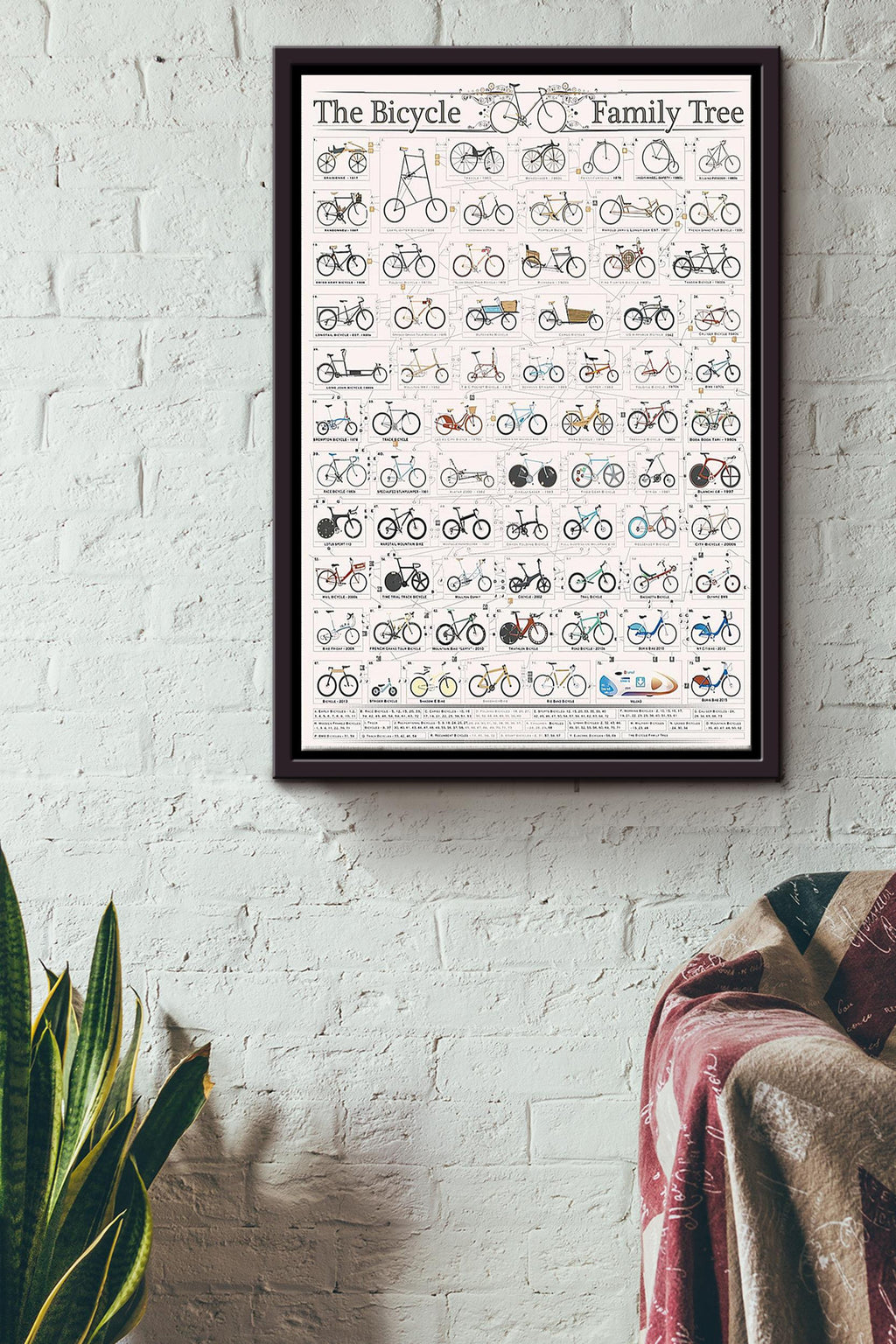 Cycling The Bicycle Family Tree Framed Matte Canvas