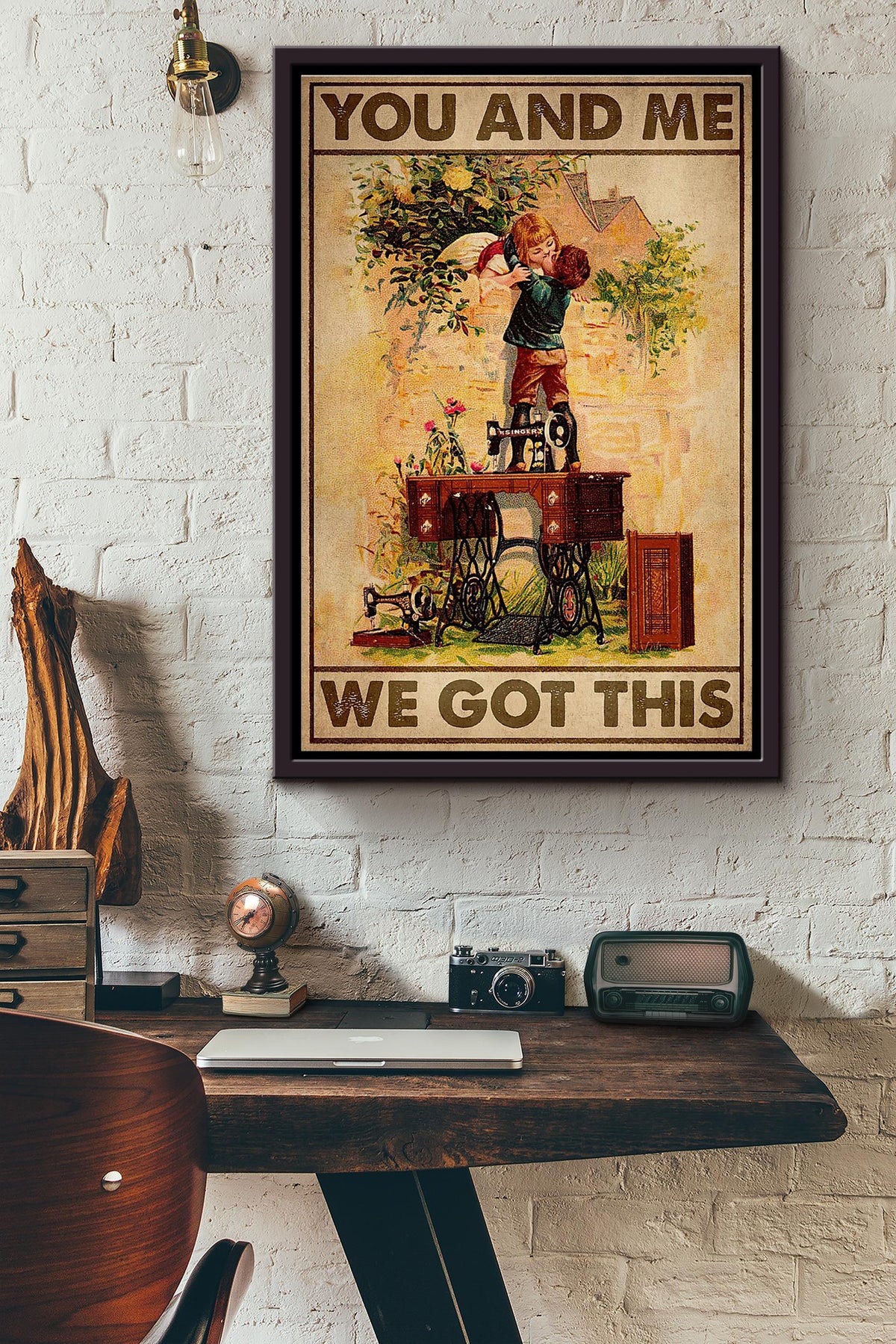 Sewing Lovers You And Me We Got This Poster Framed Matte Canvas