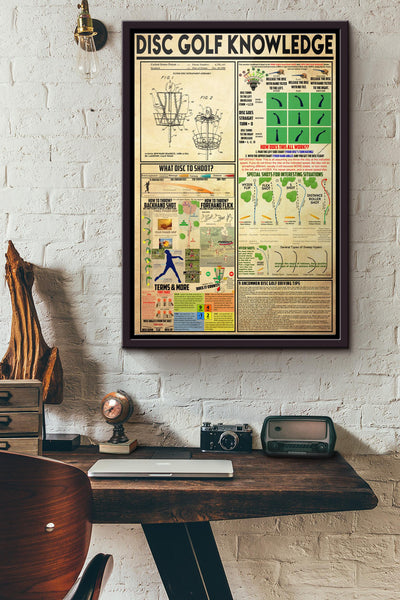 Disc Golf Knowledge Poster Framed Matte Canvas