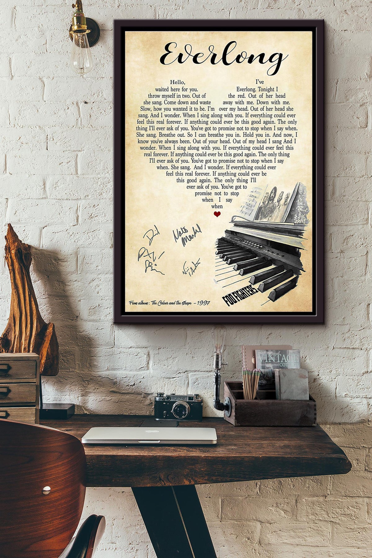 Everlong Foo Fighter Lyrics Signature Poster Framed Matte Canvas