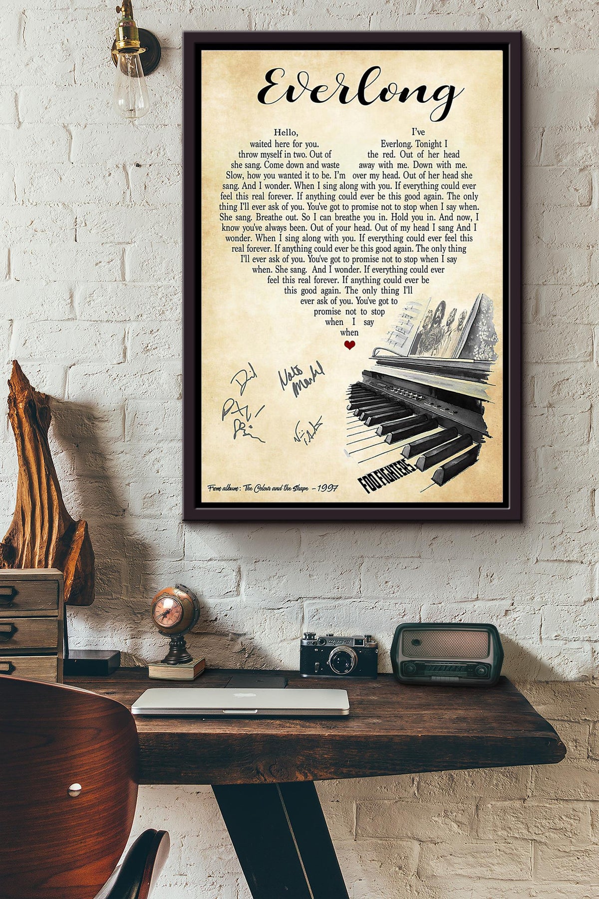 Everlong Foo Fighter Lyrics Signature Poster Framed Matte Canvas