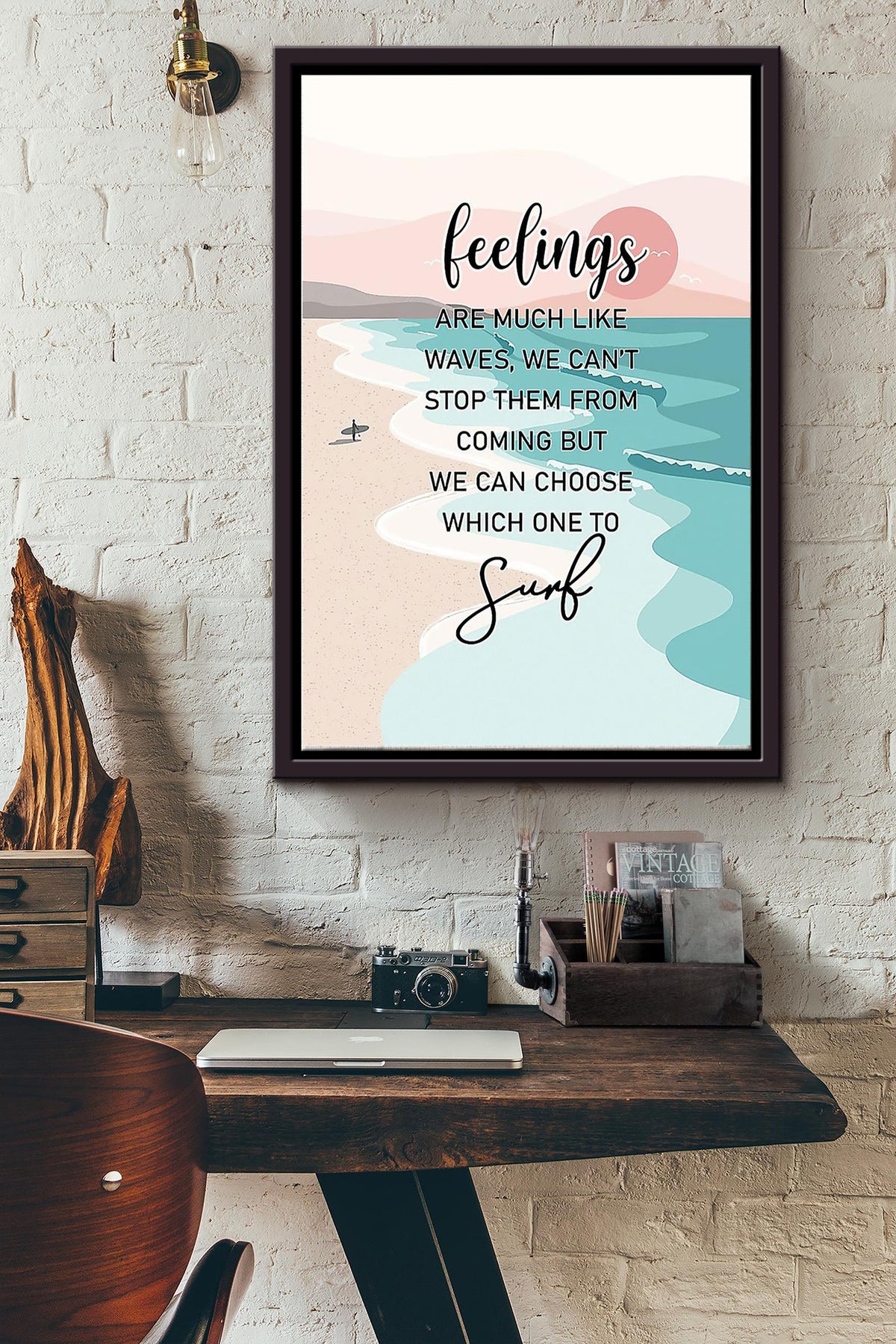 Feelings Are Much Like Waves We Cant Stop Them From Coming But We Can Choose Which One To Surf Pastel Poster Framed Matte Canvas