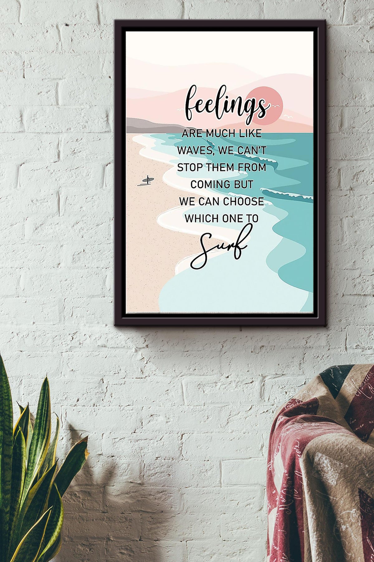 Feelings Are Much Like Waves We Cant Stop Them From Coming But We Can Choose Which One To Surf Pastel Poster Framed Matte Canvas