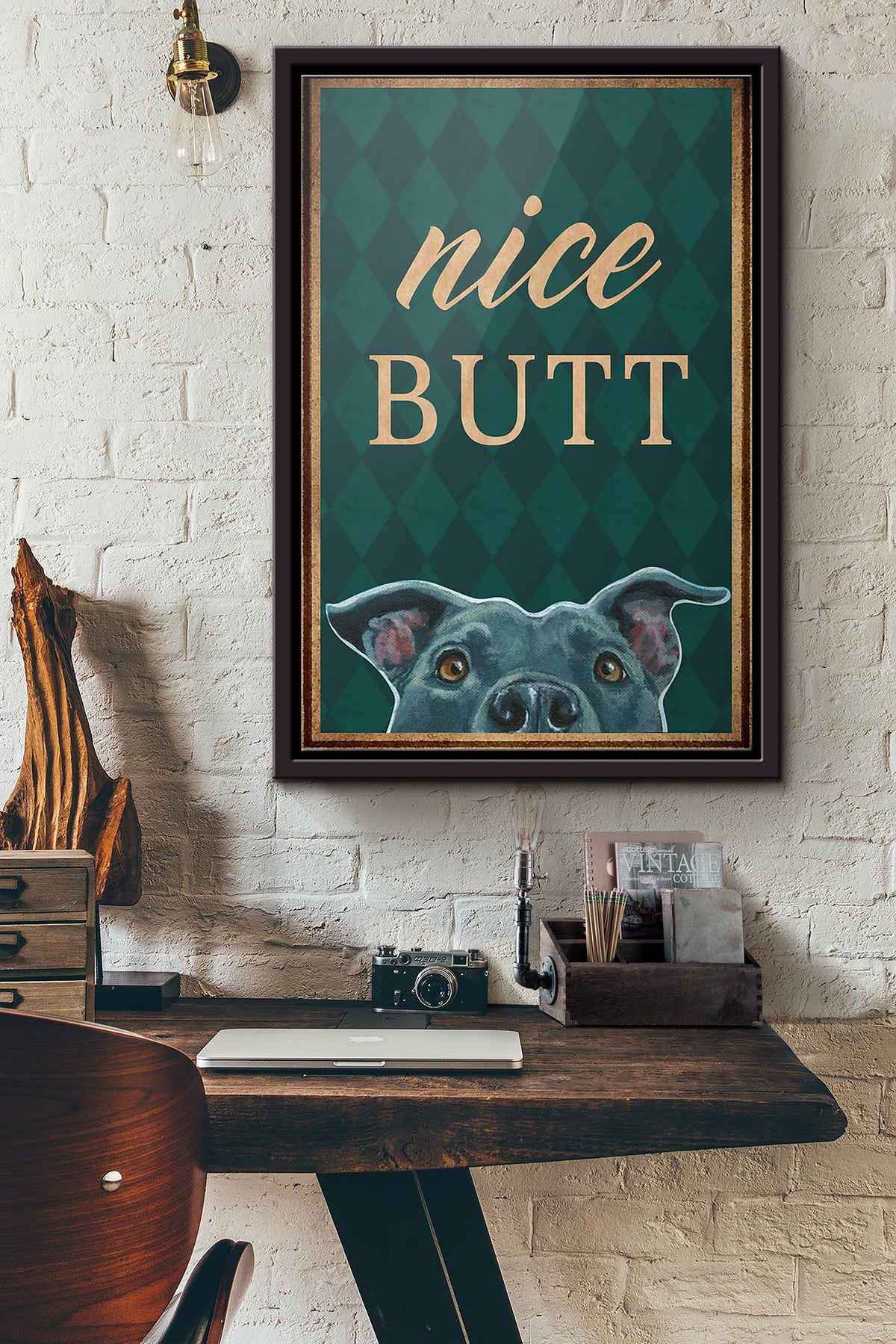 Pitbull Nice Butt Poster Framed Matte Canvas