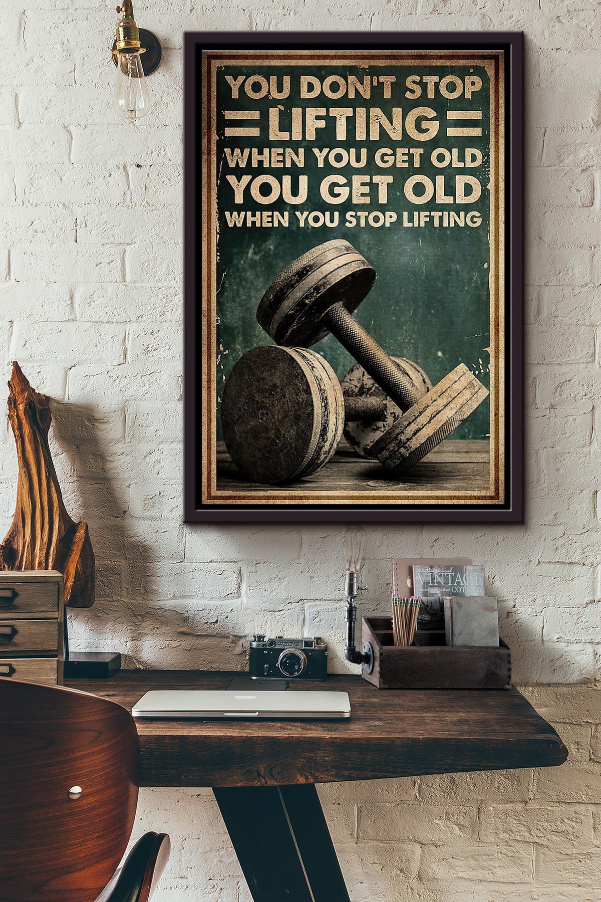 Fitness You Dont Stop Lifting When You Get Old Poster Framed Matte Canvas