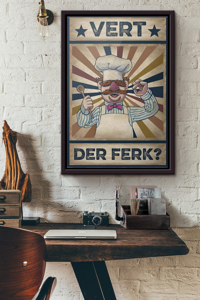 Vert Der Ferk Chef Vintage Poster Framed Matte Canvas