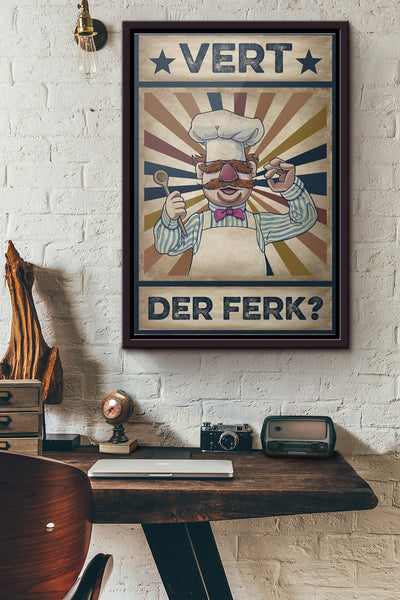 Vert Der Ferk Chef Vintage Poster Framed Matte Canvas