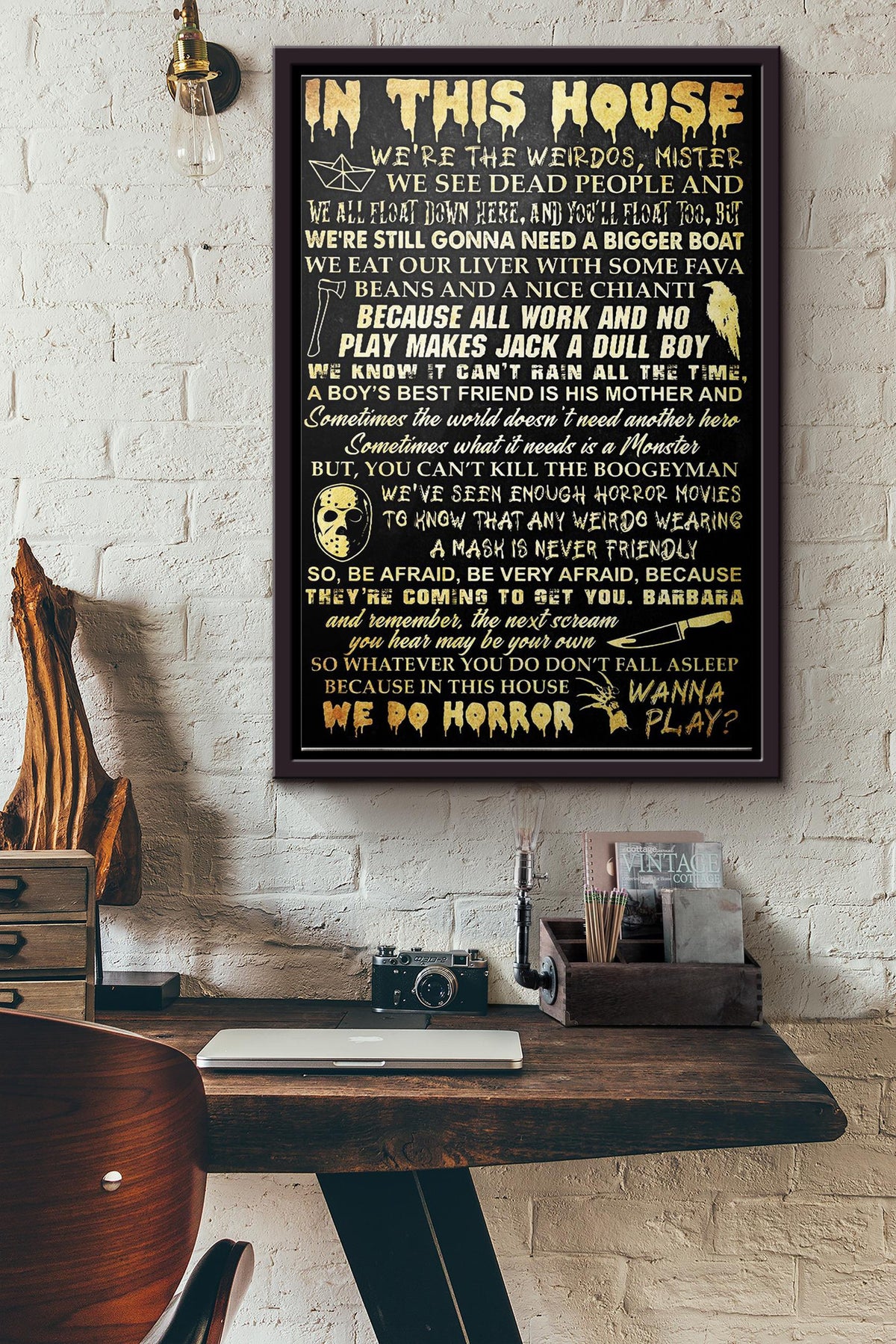 In This House We Do Horror Poster Framed Matte Canvas