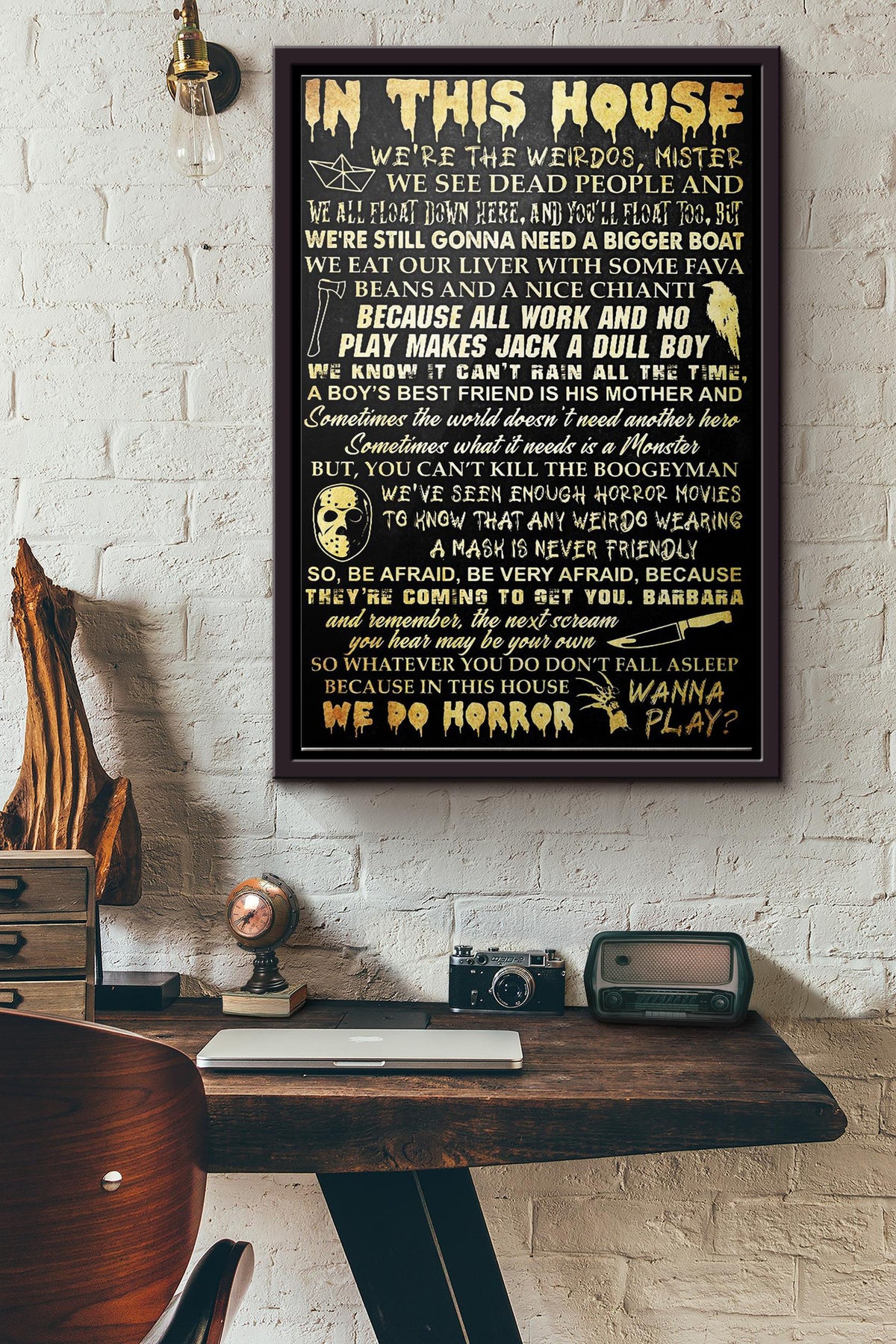 In This House We Do Horror Poster Framed Matte Canvas