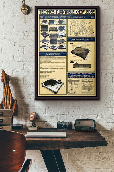 Limited Technics Turntable Knowledge Poster Framed Matte Canvas