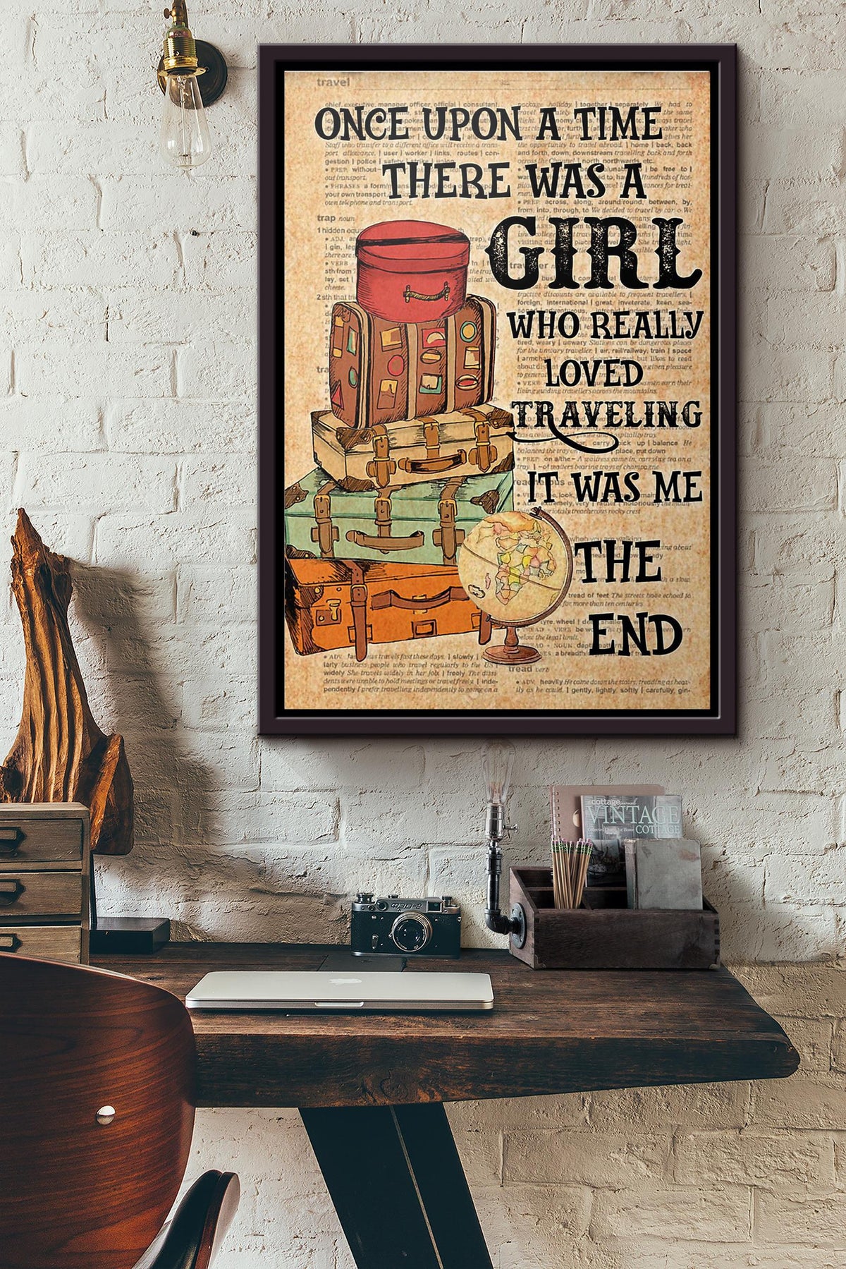 Once Upon A Time There Was A Girl Who Really Loved Traveling Poster Framed Matte Canvas