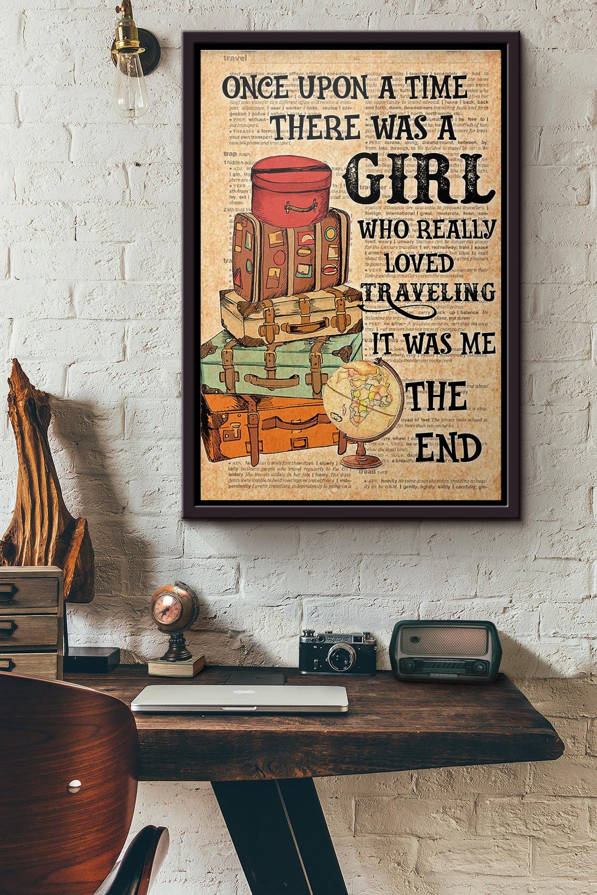 Once Upon A Time There Was A Girl Who Really Loved Traveling Poster Framed Matte Canvas