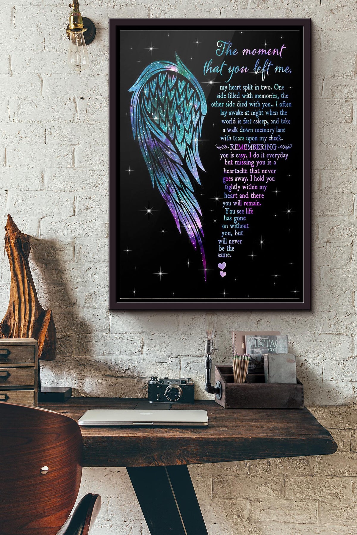 Remembering You The Moment That You Left My Heart Split In Two Poster Framed Matte Canvas