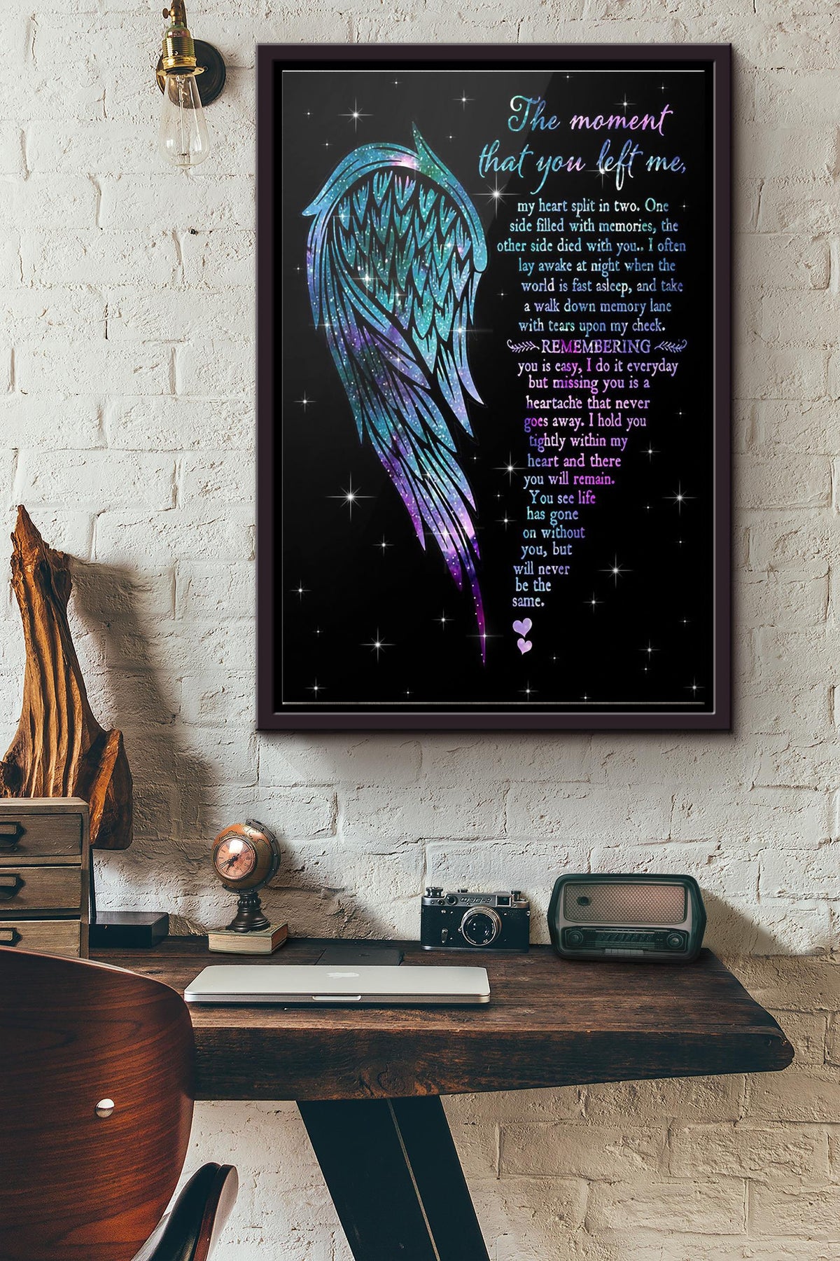 Remembering You The Moment That You Left My Heart Split In Two Poster Framed Matte Canvas