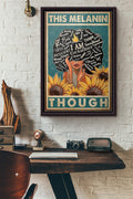 Sunflower This Melanin Though Poster Framed Matte Canvas