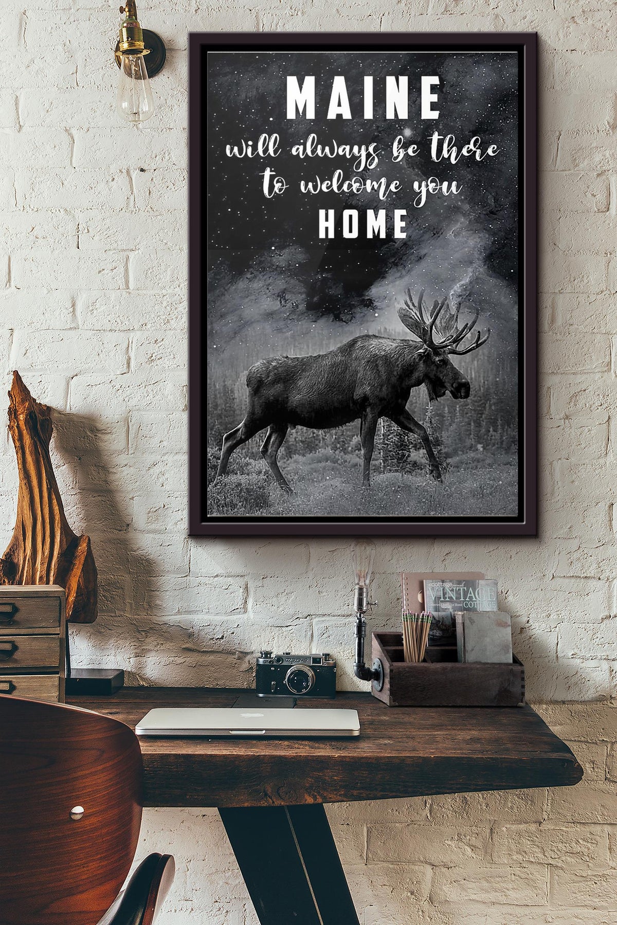 Maine Will Always Be There To Welcome You Home Poster Framed Matte Canvas