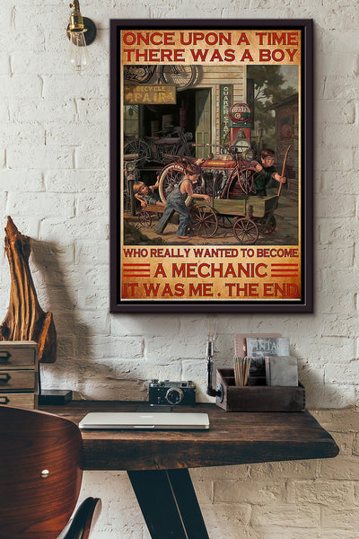 Mechanic Once Upon A Time There Was A Boy Framed Matte Canvas