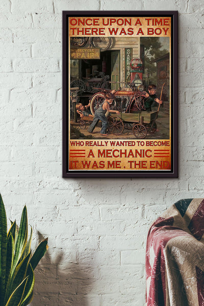 Mechanic Once Upon A Time There Was A Boy Framed Matte Canvas
