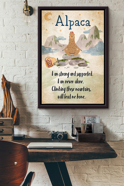 Alpaca Meditate Poster - Heath Wall Art - Gift For Alpaca Lover Animal Lover Yoga Lover Framed Matte Canvas Framed Prints, Canvas