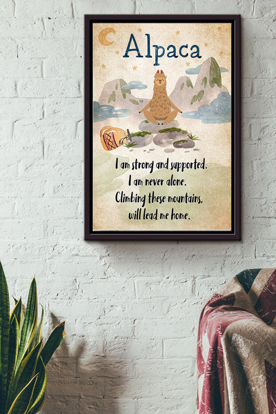 Alpaca Meditate Poster - Heath Wall Art - Gift For Alpaca Lover Animal Lover Yoga Lover Framed Matte Canvas Framed Prints, Canvas