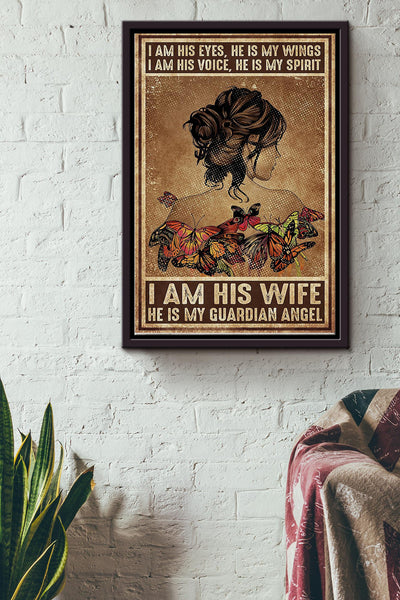 Butterfly He Is My Guardian Angel Framed Matte Canvas