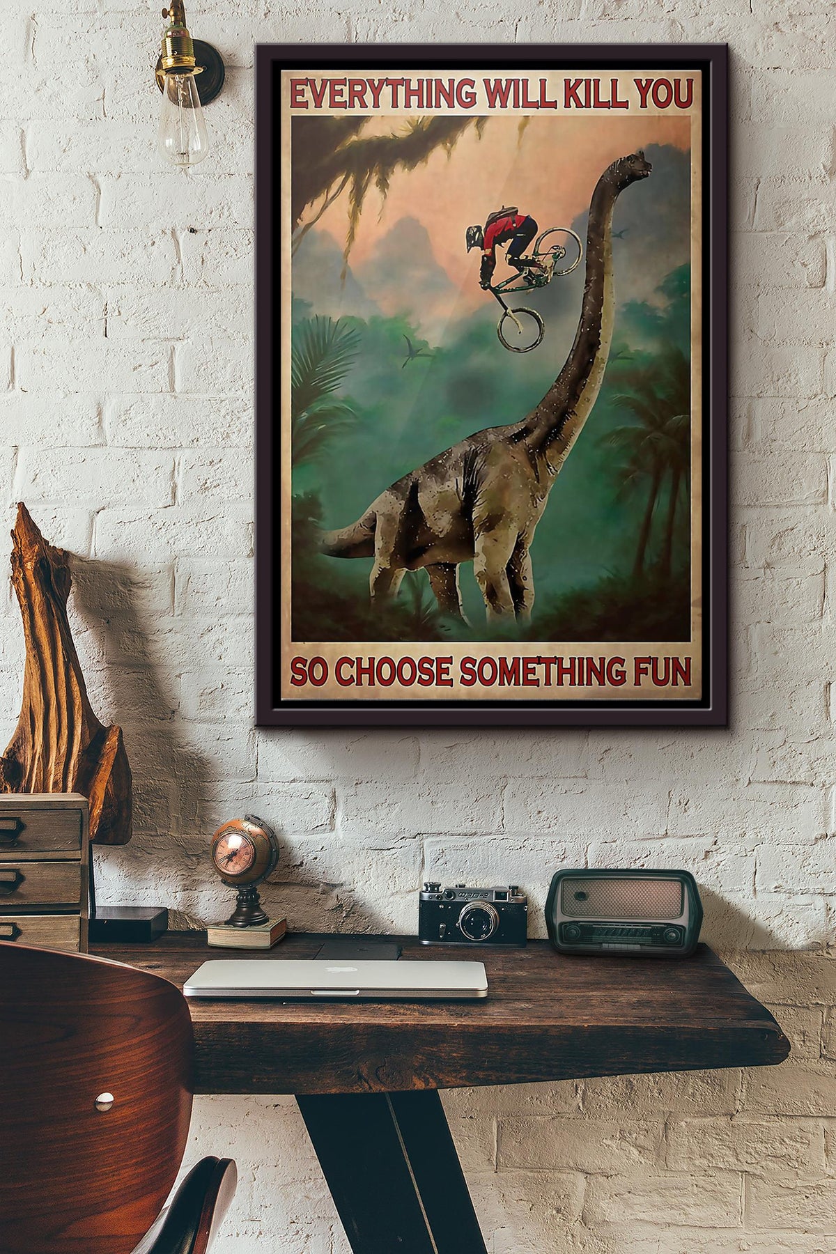 Cycling Everything Will Kill You So Choose Poster Framed Matte Canvas