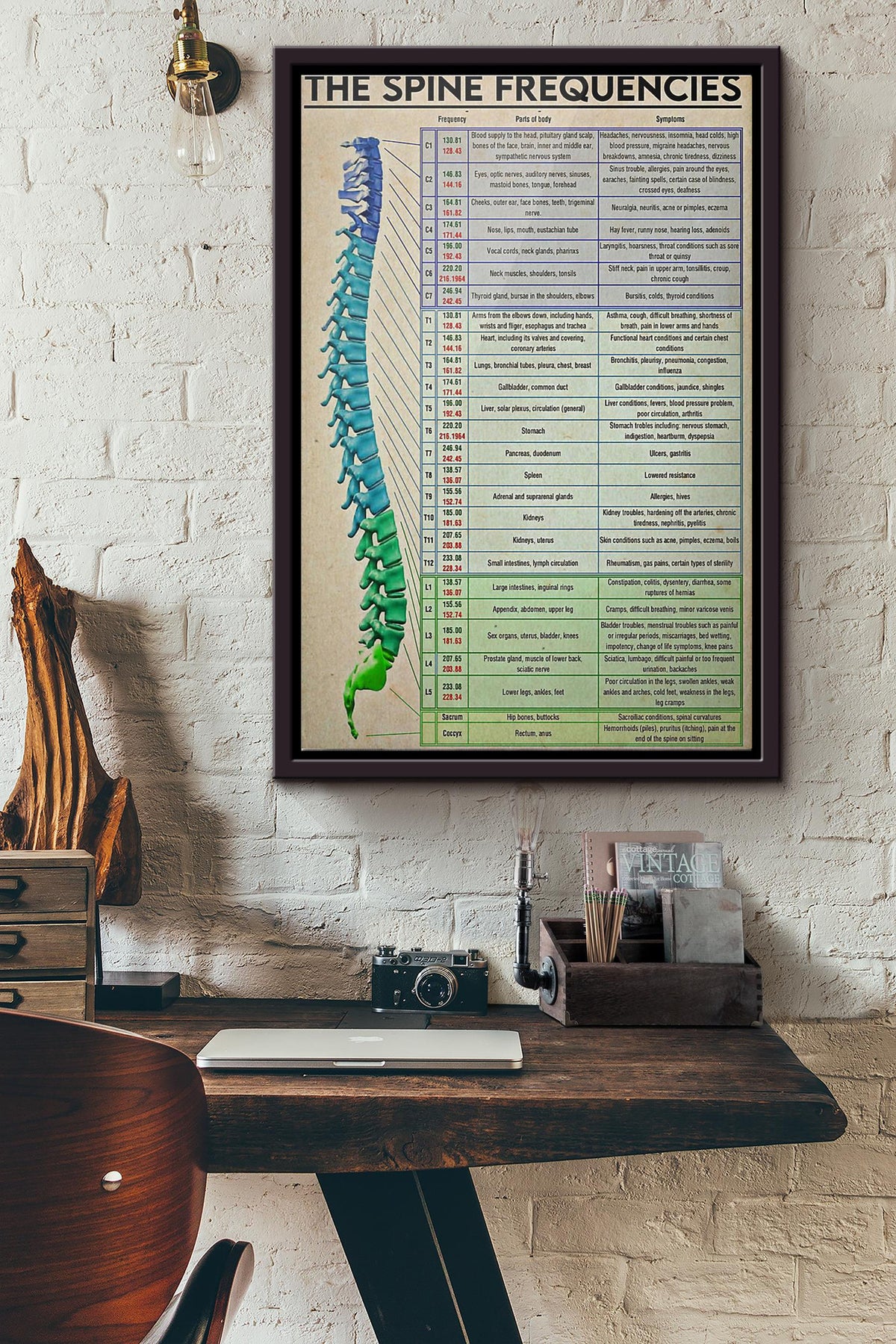 Massage Therapist The Spine Frequencies Poster Framed Matte Canvas