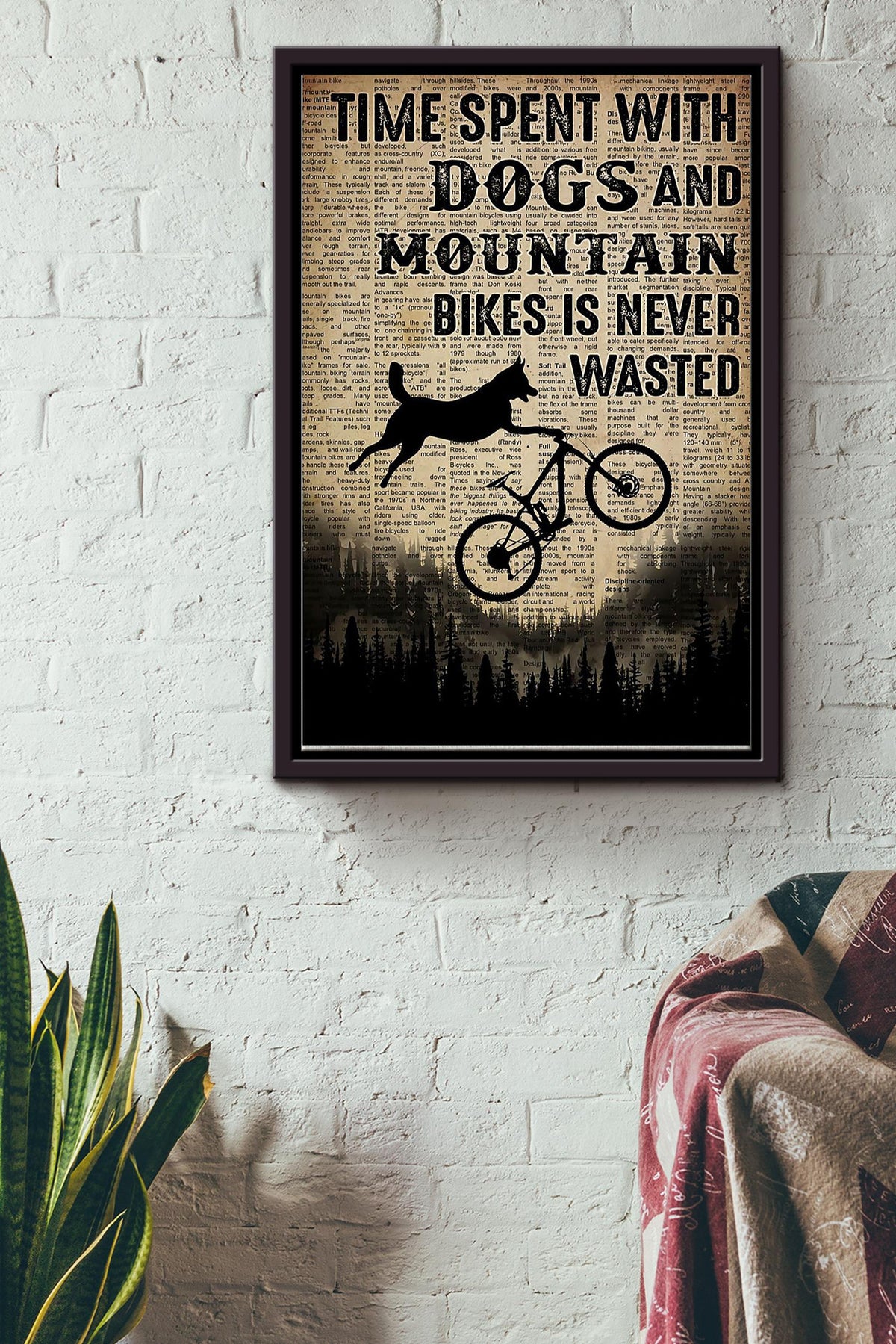 Cycling Time Spent With Dogs And Mountain Bikes Framed Matte Canvas