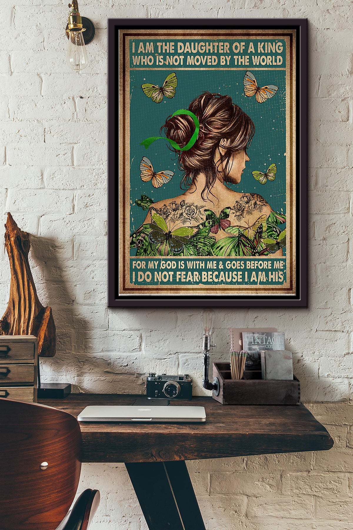 Mental Health I Am The Daughter Of A King I Do Not Fear Because I Am His Poster Framed Matte Canvas