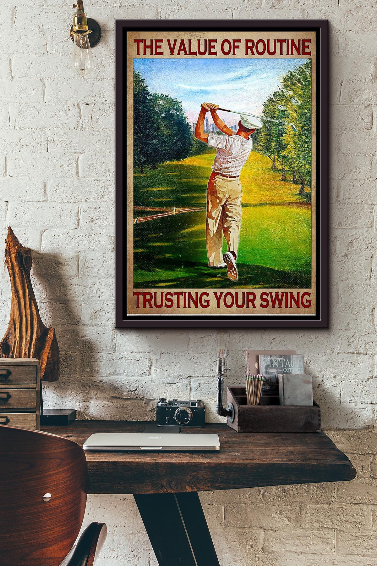 The Value Of Routine Trusting Your Swing Golf Poster Framed Matte Canvas