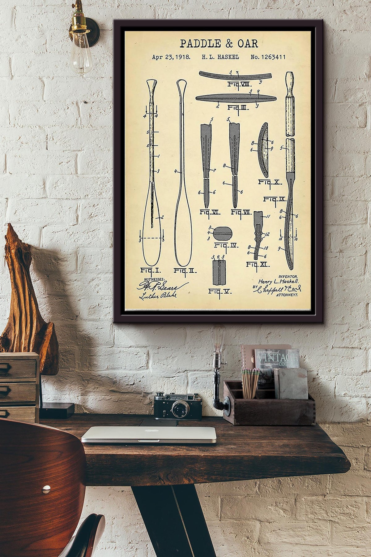 Paddle And Oar Kayaking Poster Framed Matte Canvas