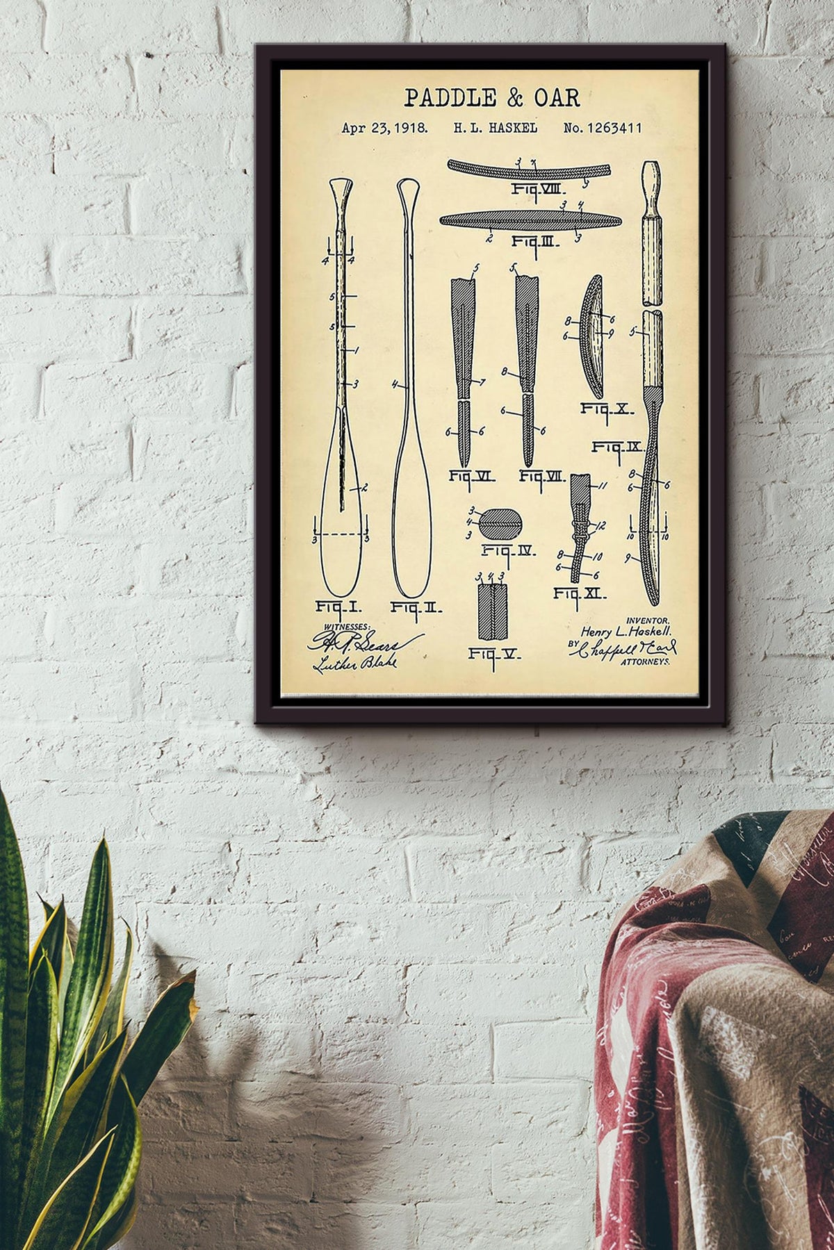 Paddle And Oar Kayaking Poster Framed Matte Canvas