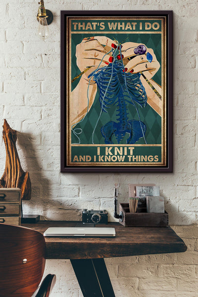 Sewing Skeleton Knitting Because Murder Is Wrong Poster Framed Matte Canvas