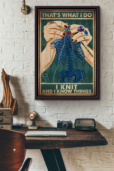 Sewing Skeleton Knitting Because Murder Is Wrong Poster Framed Matte Canvas