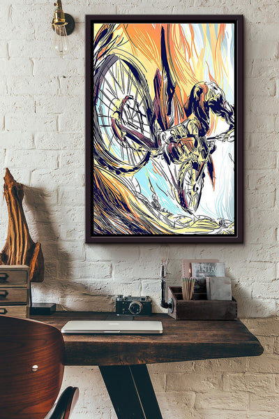 Cycling Color Graphic Poster Framed Matte Canvas