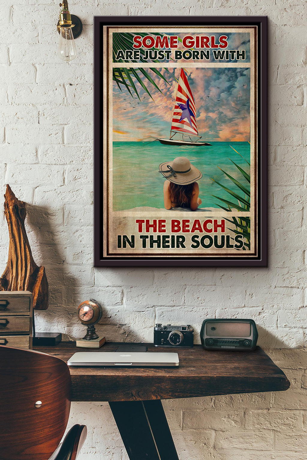 Some Girls Are Just Born With The Beach In Their Souls Sailing Poster Framed Matte Canvas