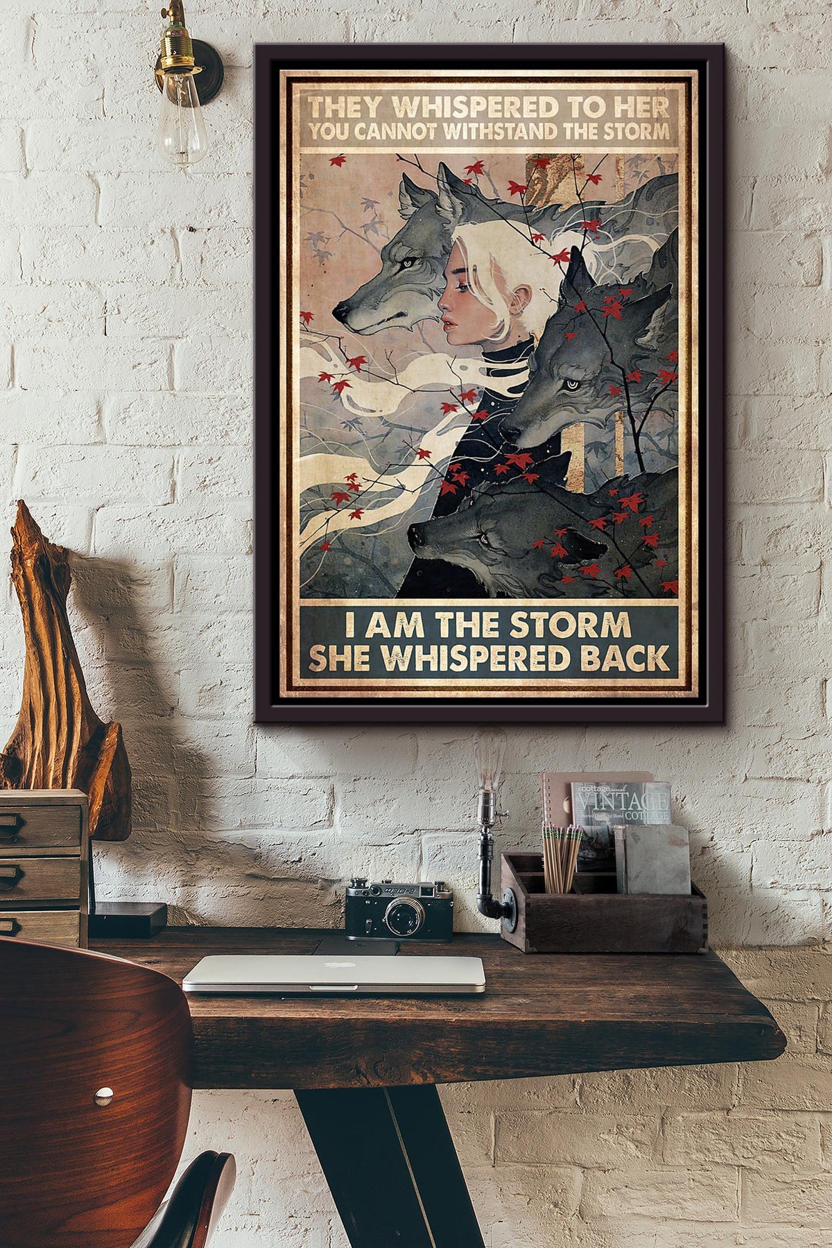 Daughter Of Wolves She Whispered Back I Am The Storm Poster Framed Matte Canvas