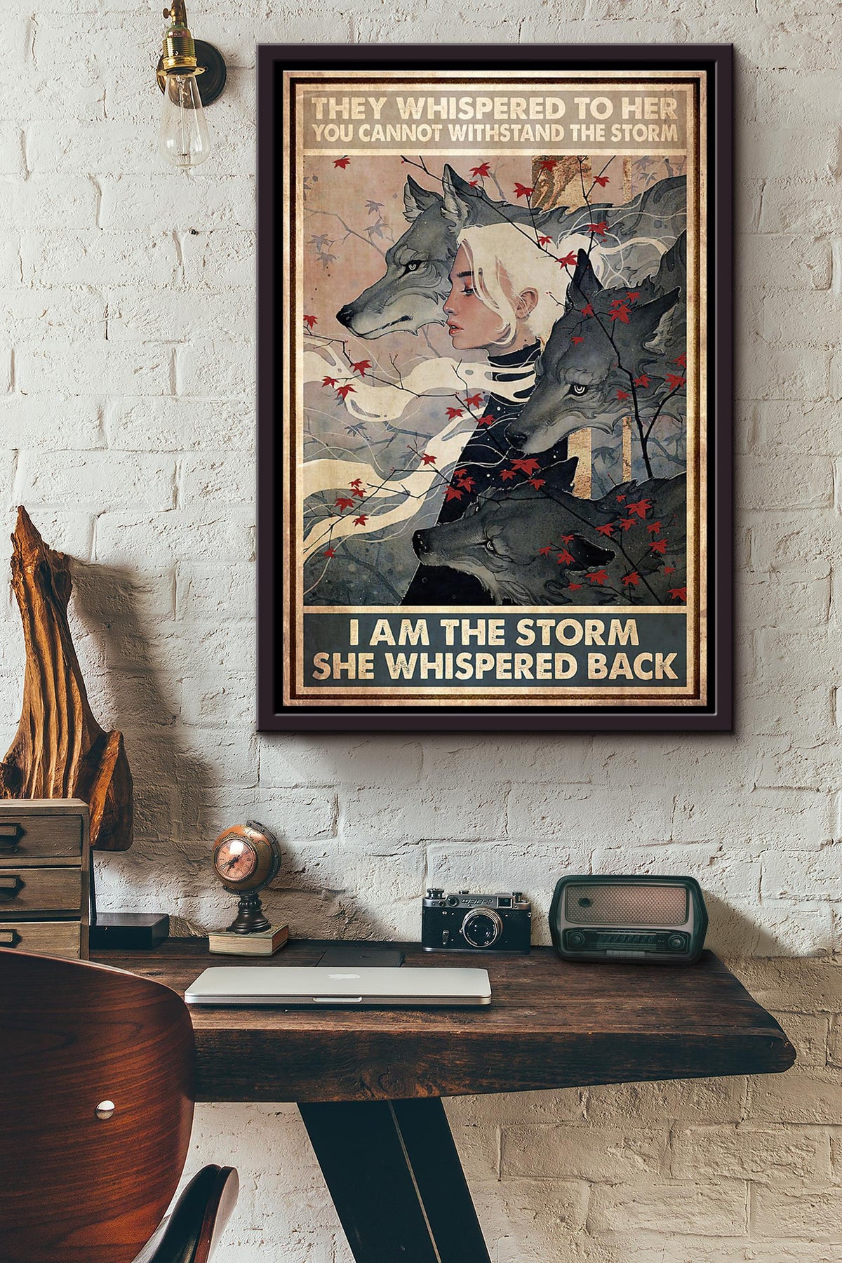 Daughter Of Wolves She Whispered Back I Am The Storm Poster Framed Matte Canvas