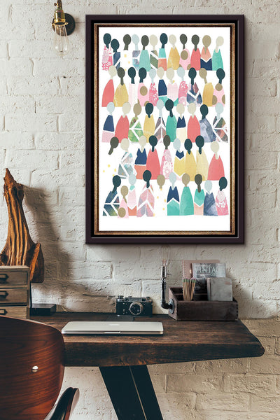 Humanity Culture Silhouette Poster Framed Matte Canvas