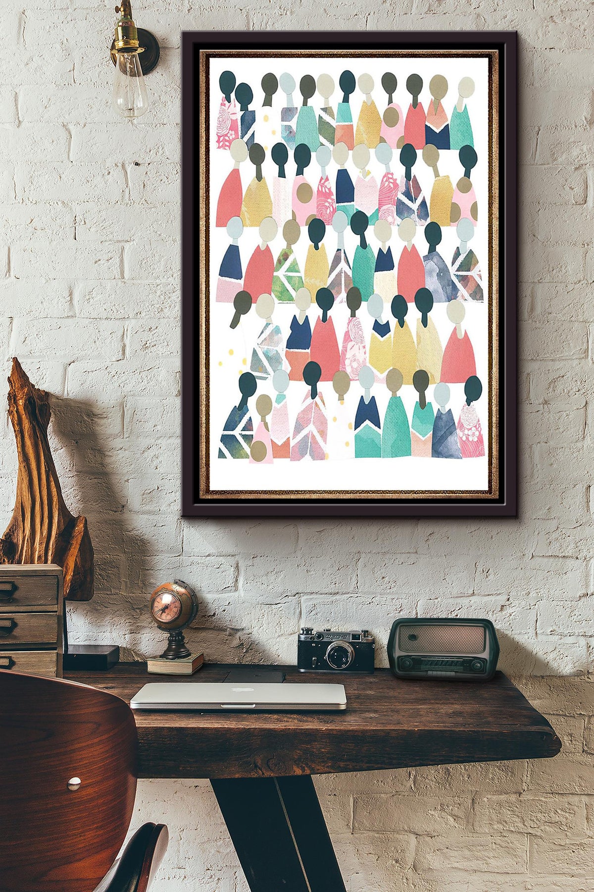 Humanity Culture Silhouette Poster Framed Matte Canvas