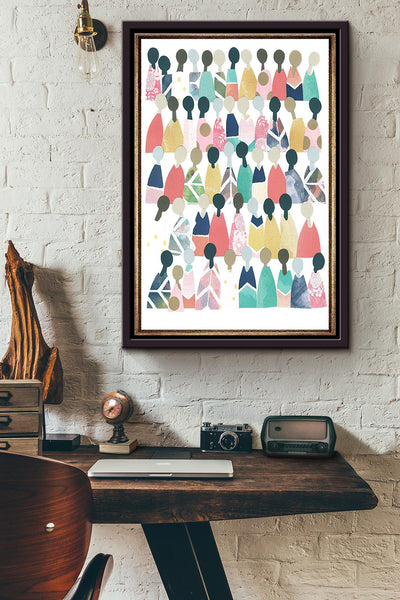 Humanity Culture Silhouette Poster Framed Matte Canvas
