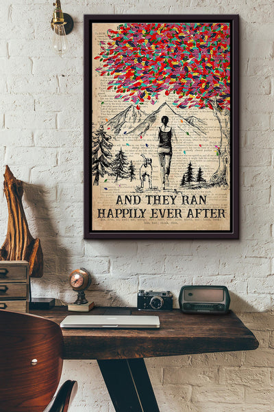 Dog Runner And They Ran Happily Ever After Dictionary Poster Framed Matte Canvas