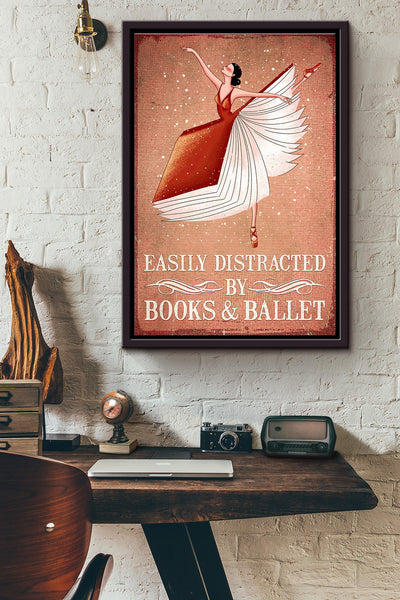 Easily Distracted By Books And Ballet Starlight Poster Framed Matte Canvas