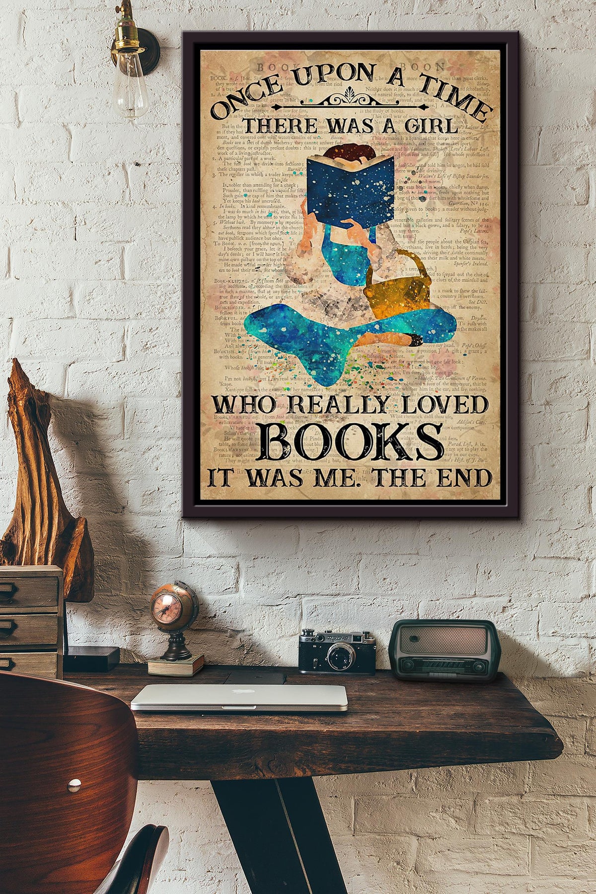 Cindrella There Was A Girl Who Really Loved Books It Was Me Poster Framed Matte Canvas